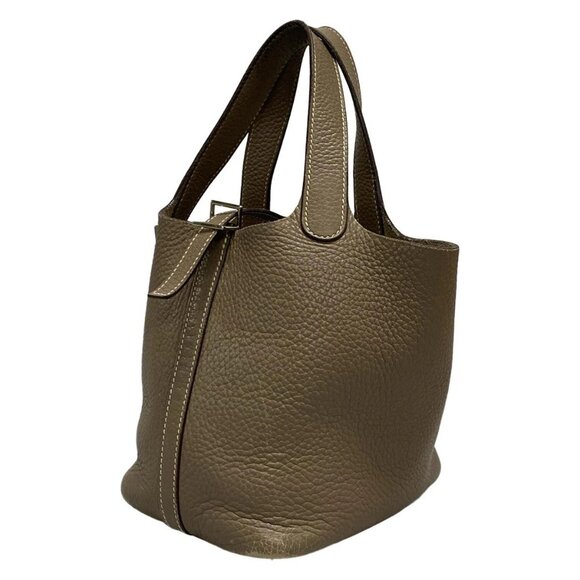 Auth HERMES Picotin PM - Etoupe Taurillon Clemence Square I Handbag - Picture 2 of 16